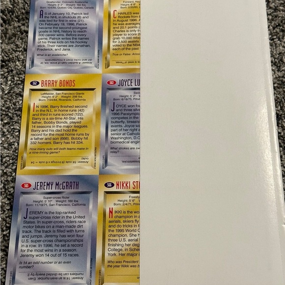 Uncut sheet of Sports Illustrated for Kids cards from Series 3 March 1997 - Picture 7 of 9